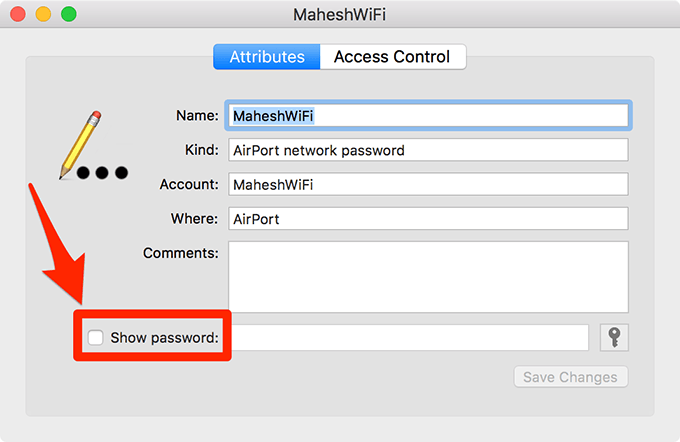 Show password in WiFi Attributes tab 