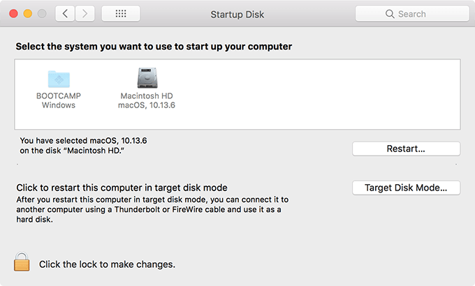 Select Startup Disk menu