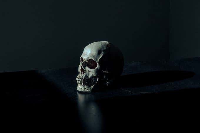 Image of a skull on a dark surface