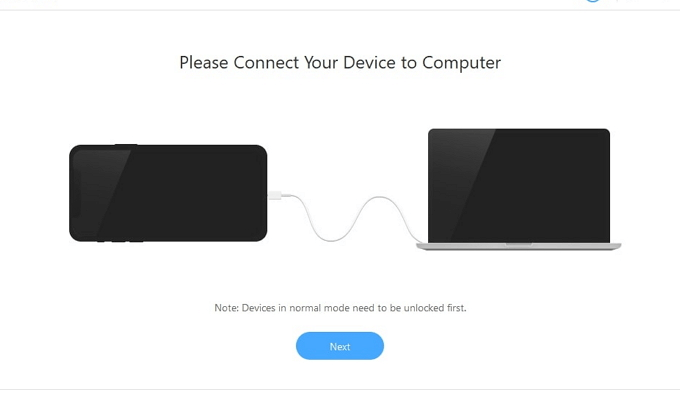 Please connect your device to the computer prompt