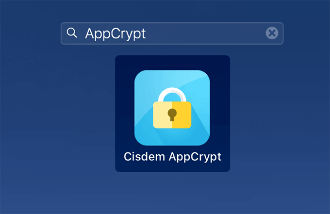AppCrypt in Search Bar menu