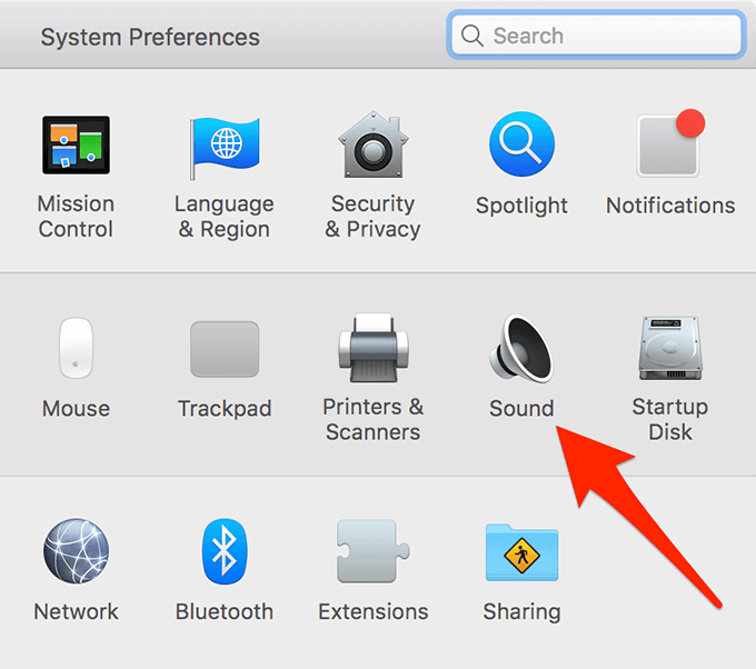Sound in Systems Preferences 