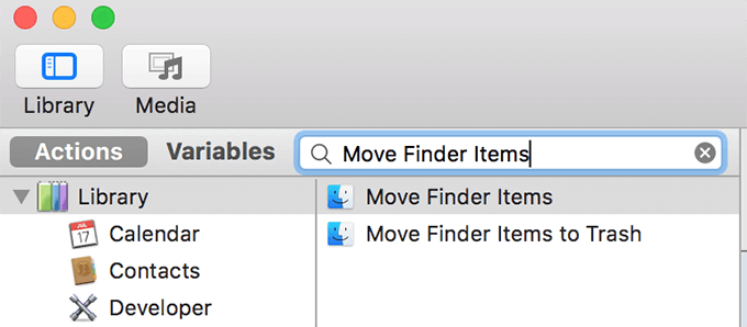 Move Finder Items in Actions Library
