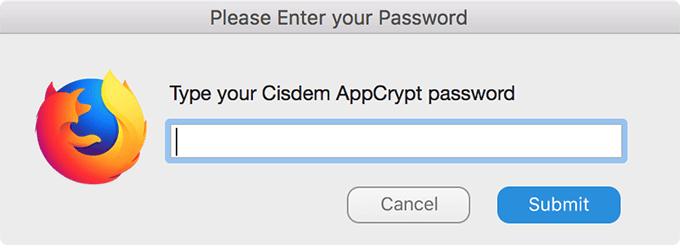 Enter Password popup for AppCrypt