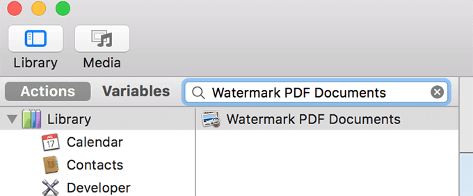 Watermark PDF documents in Actions library