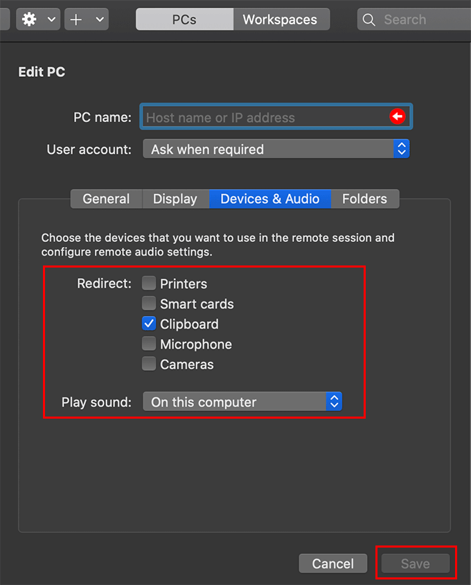 Devices & Audio tab with remote audio settings options