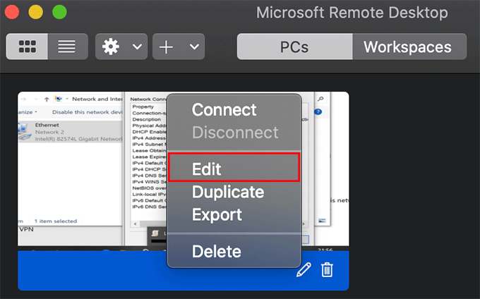 Edit button in right-click menu
