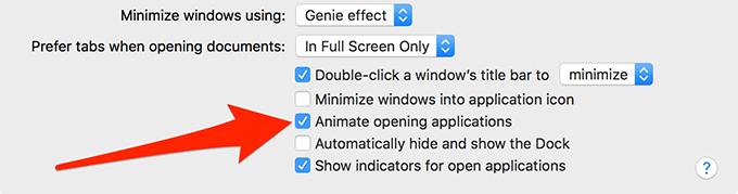 Animate opening applications box in Dock settings
