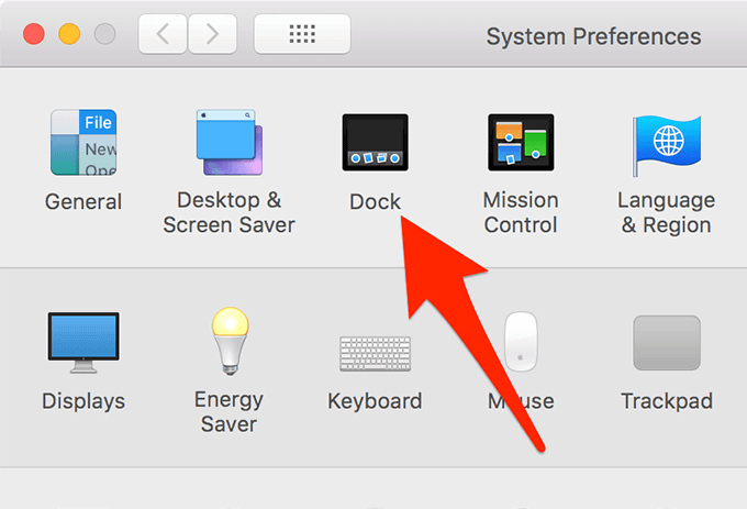 Dock in System Preferences window 