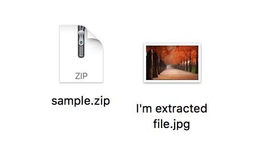 sample zip and extracted file 