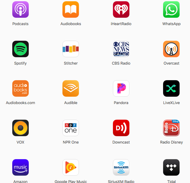 Apps that work with CarPlay