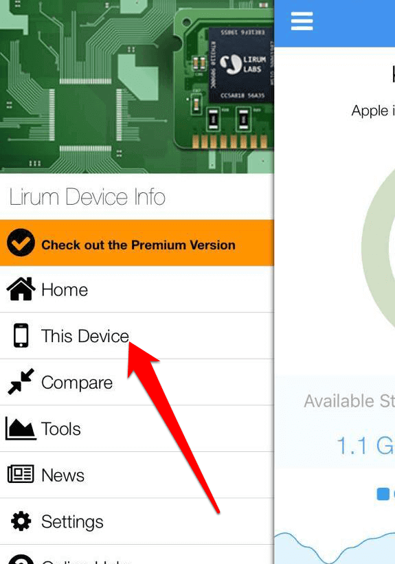 This Device highlighted under Lirum Device Info window 