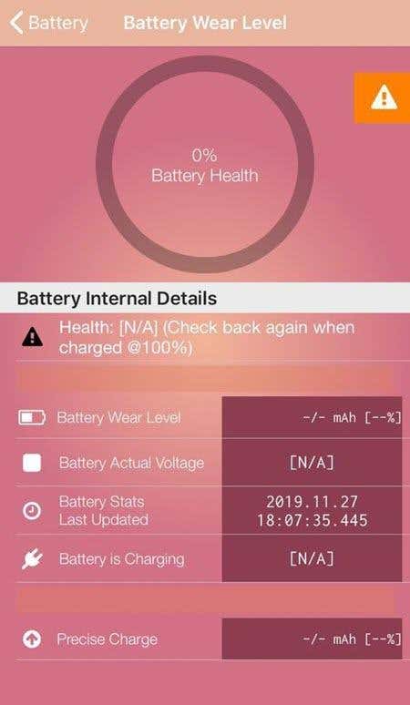 Battery Wear Level screen 
