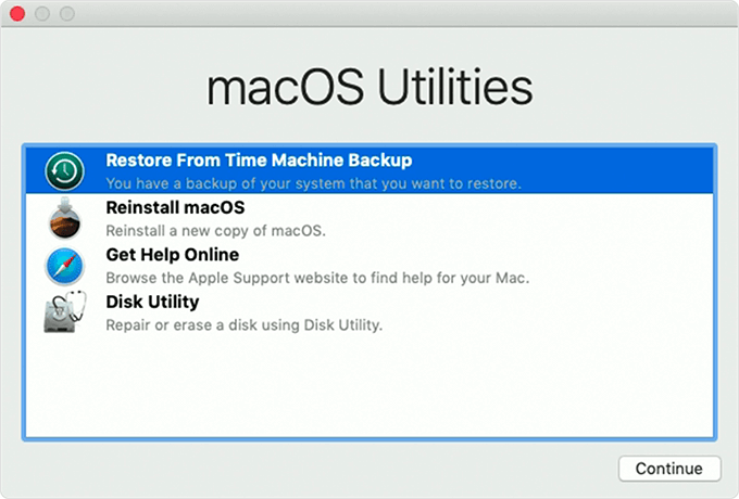 macOS Utilities screen 