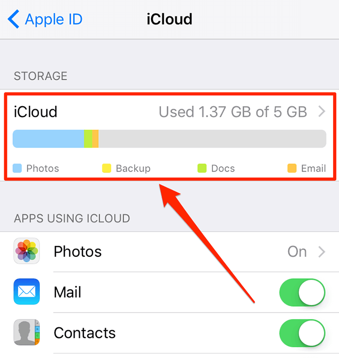 iCloud Storage graph