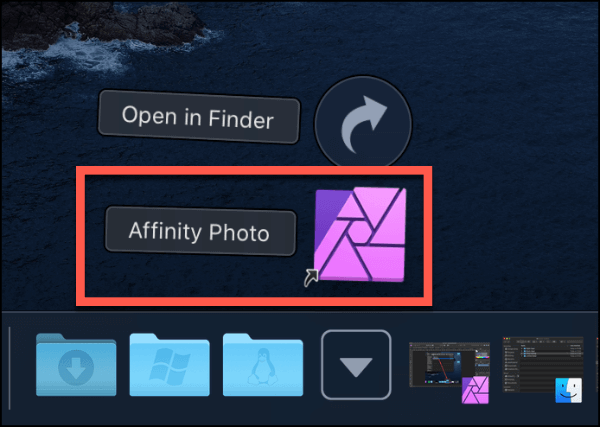 Affinity Photo app shortcut