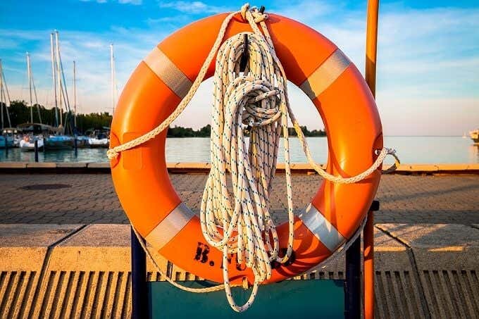 Life raft on a boat