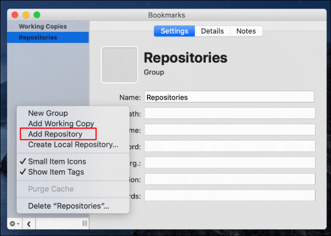 Add Repository in right-click menu 