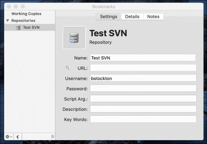 Test SVN in Bookmark Repositories 