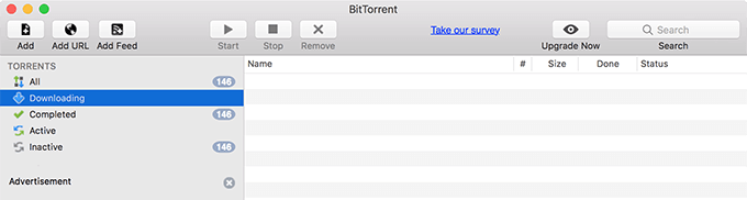 BitTorrent window