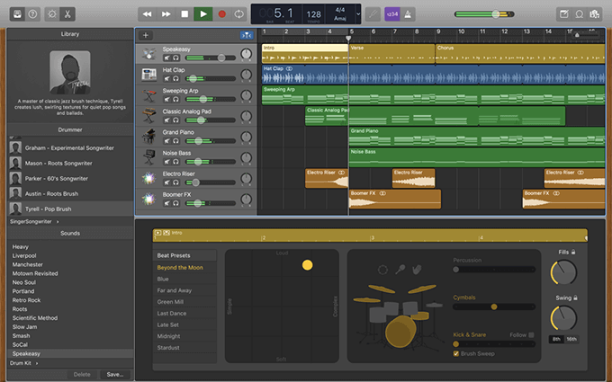 GarageBand app window 