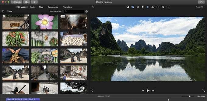 iMovie app window 