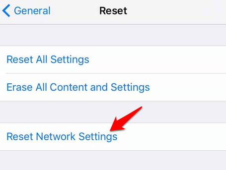 Reset Network Settings in Reset window 
