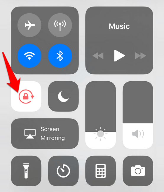 Portrait Orientation Lock in Control Center