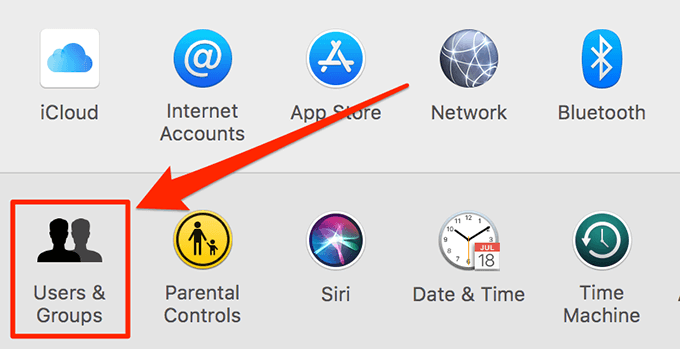 Users & Groups in System Preferences 