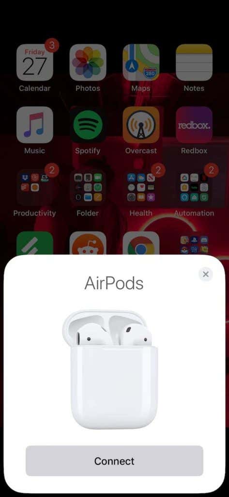 Connect AirPods window 