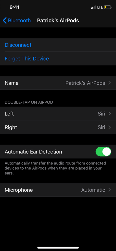 AirPods screen on iPhone 