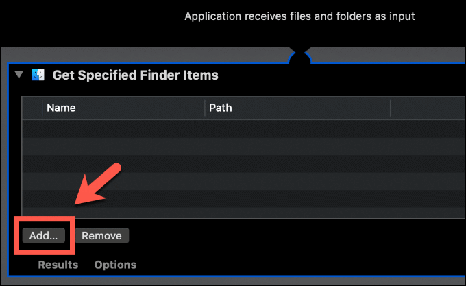 Add button in Get Specified Finder Items window