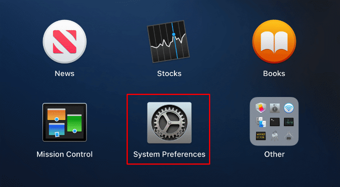 System Preferences icon in Launchpad 