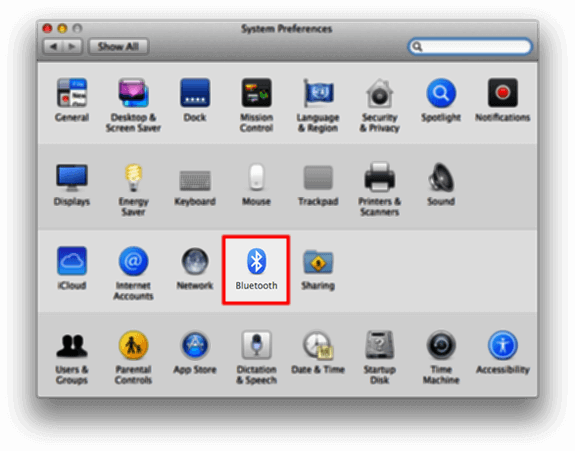 Bluetooth in System Preferences