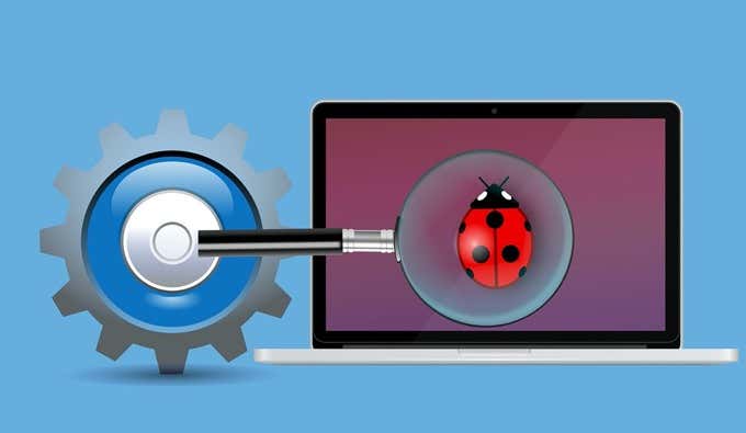 Illustration of a ladybug inside a laptop