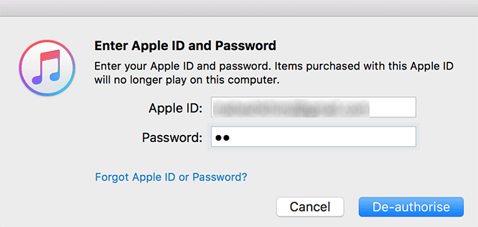 Enter Apple ID and Password prompt
