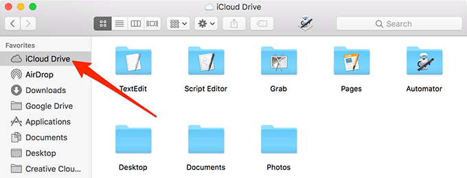 iCloud Drive in Finder 