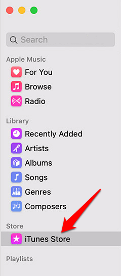 iTunes Store in sidebar
