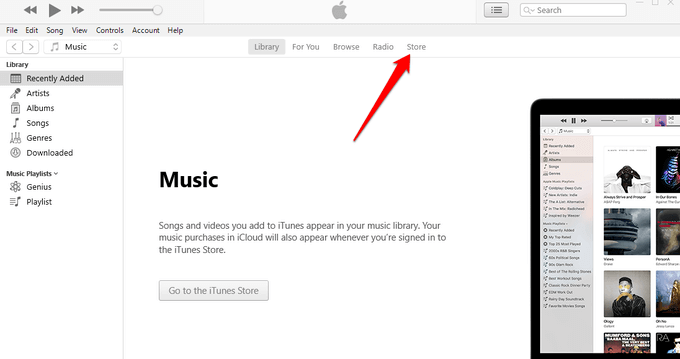 Store tab in iTunes