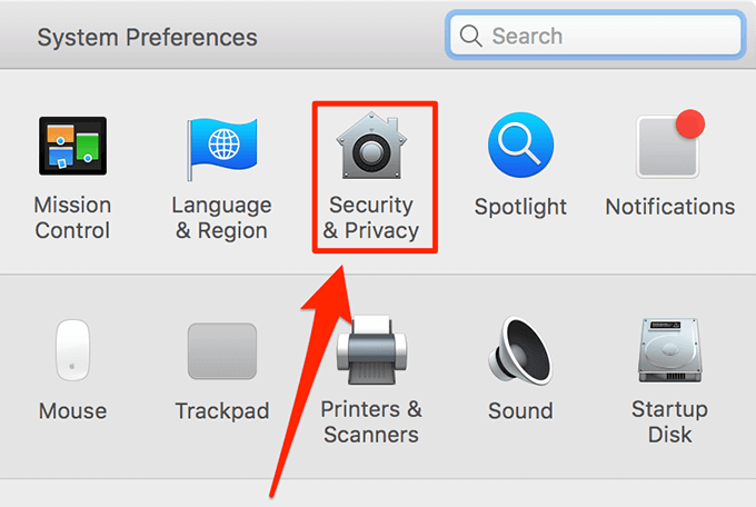 Security & Privacy in System Preferences 
