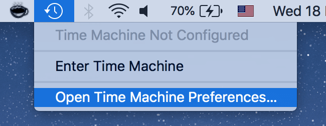 Open Time Machine Preferences in Time Machine menu 