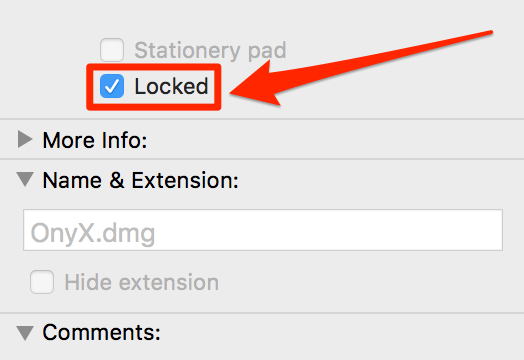 Locked checkbox in Info windw
