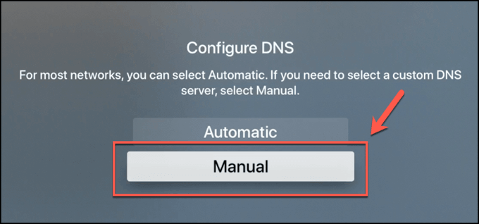 Manual button in Configure DNS window 