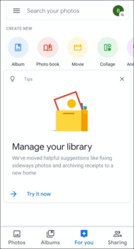 Manage your library screen 