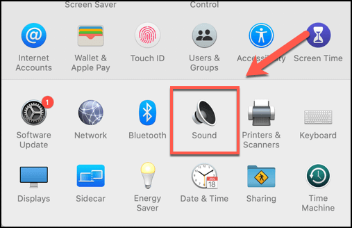 Sound in System Preferences