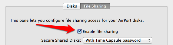 Enable file sharing checkbox 