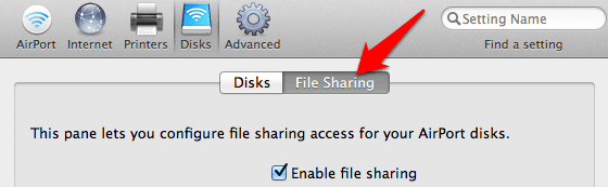 File Sharing in Disks tab