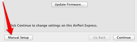 Manual Setup button in AirPort Utility 