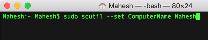 Mac Terminal with sudo scutil command