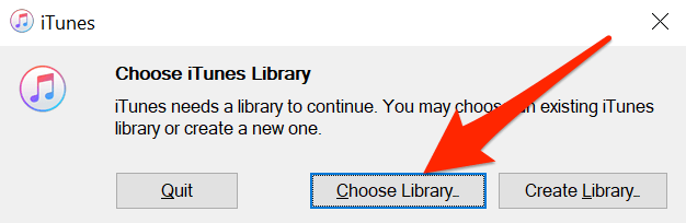 Choose Library menu in iTunes
